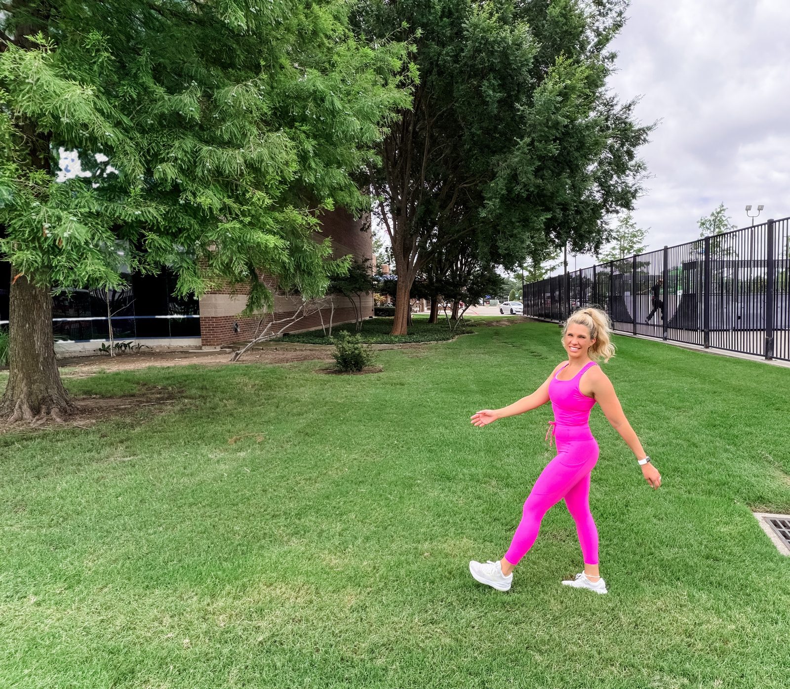 Meghan walking outdoors